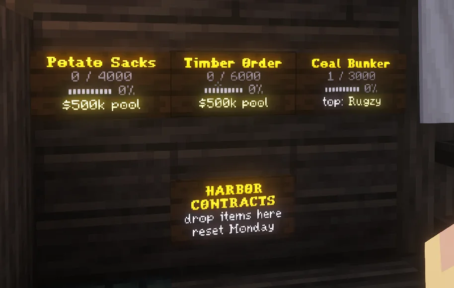 The Harbor Contracts board